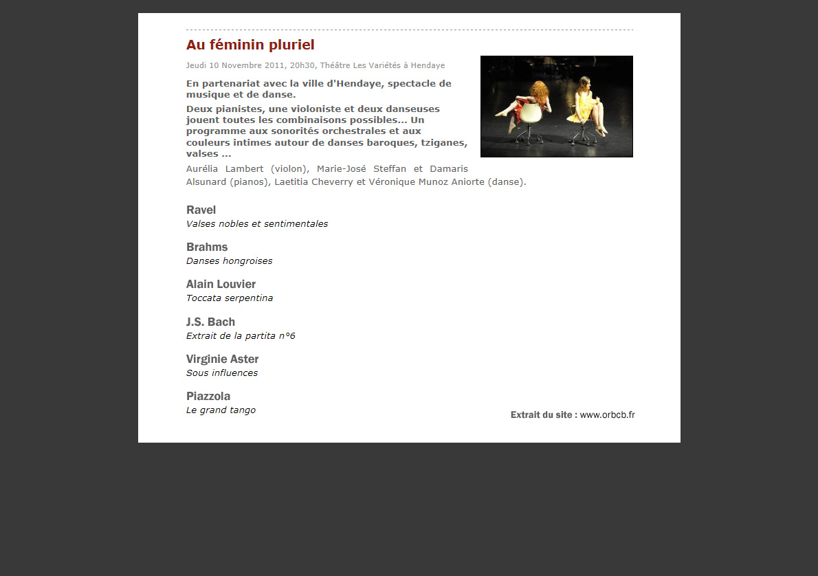 Concert du 2 d&eacute;cembre 2010